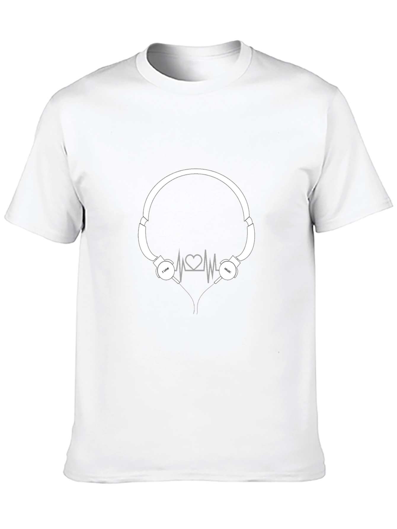 Camiseta Negra con Diseño de Audífonos Amo la Música