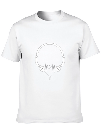 Camiseta Negra con Diseño de Audífonos Amo la Música
