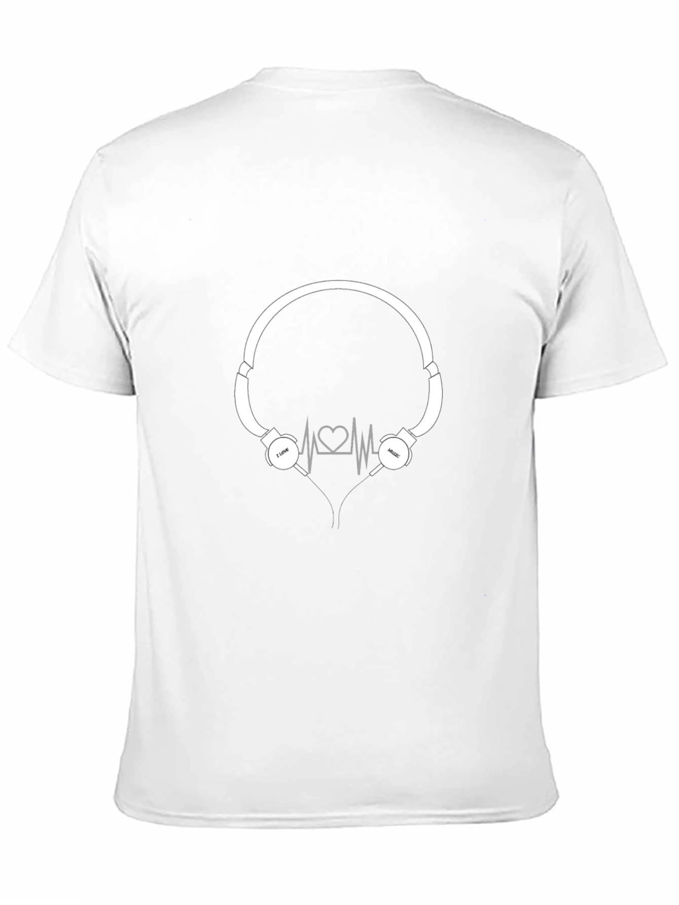 Camiseta Negra con Diseño de Audífonos Amo la Música