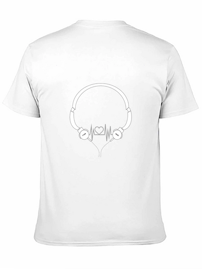 Camiseta Negra con Diseño de Audífonos Amo la Música