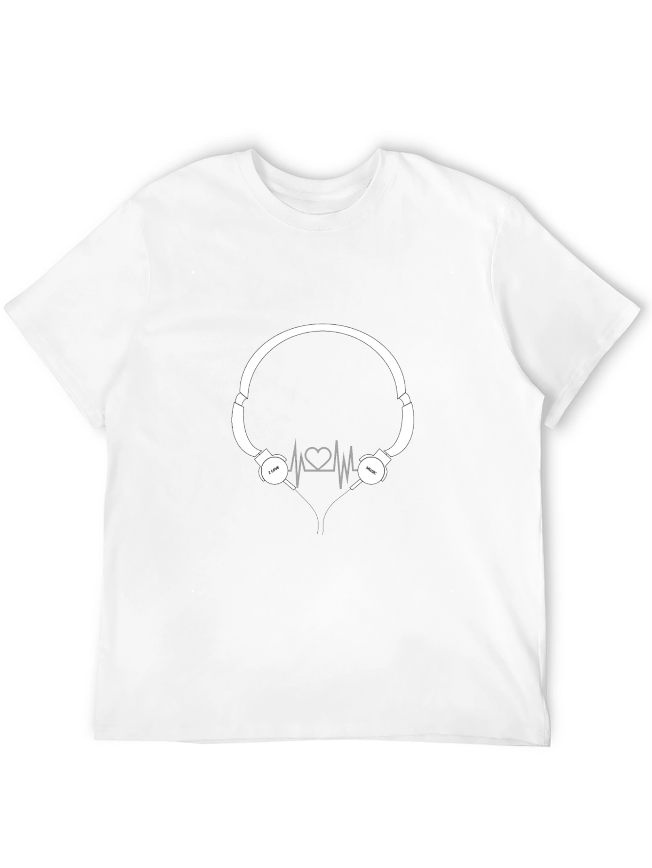 Camiseta Negra con Diseño de Audífonos Amo la Música