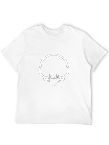 Camiseta Negra con Diseño de Audífonos Amo la Música