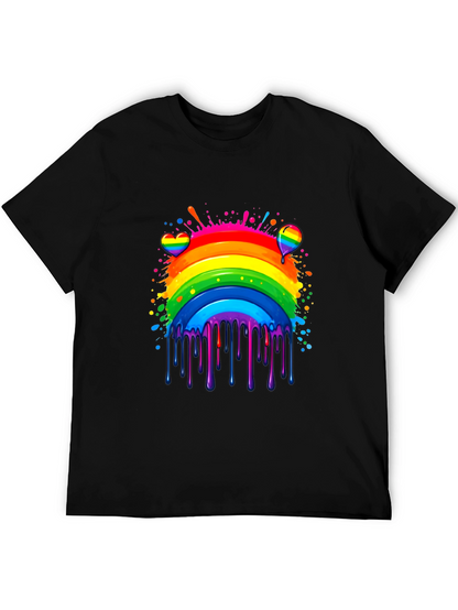 Camiseta Negra Arcoíris con Diseño Artístico