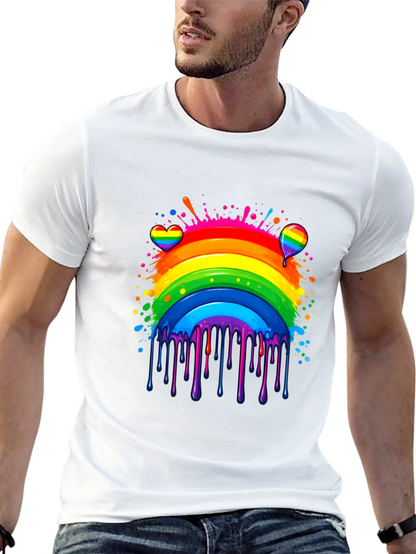 Camiseta Negra Arcoíris con Diseño Artístico