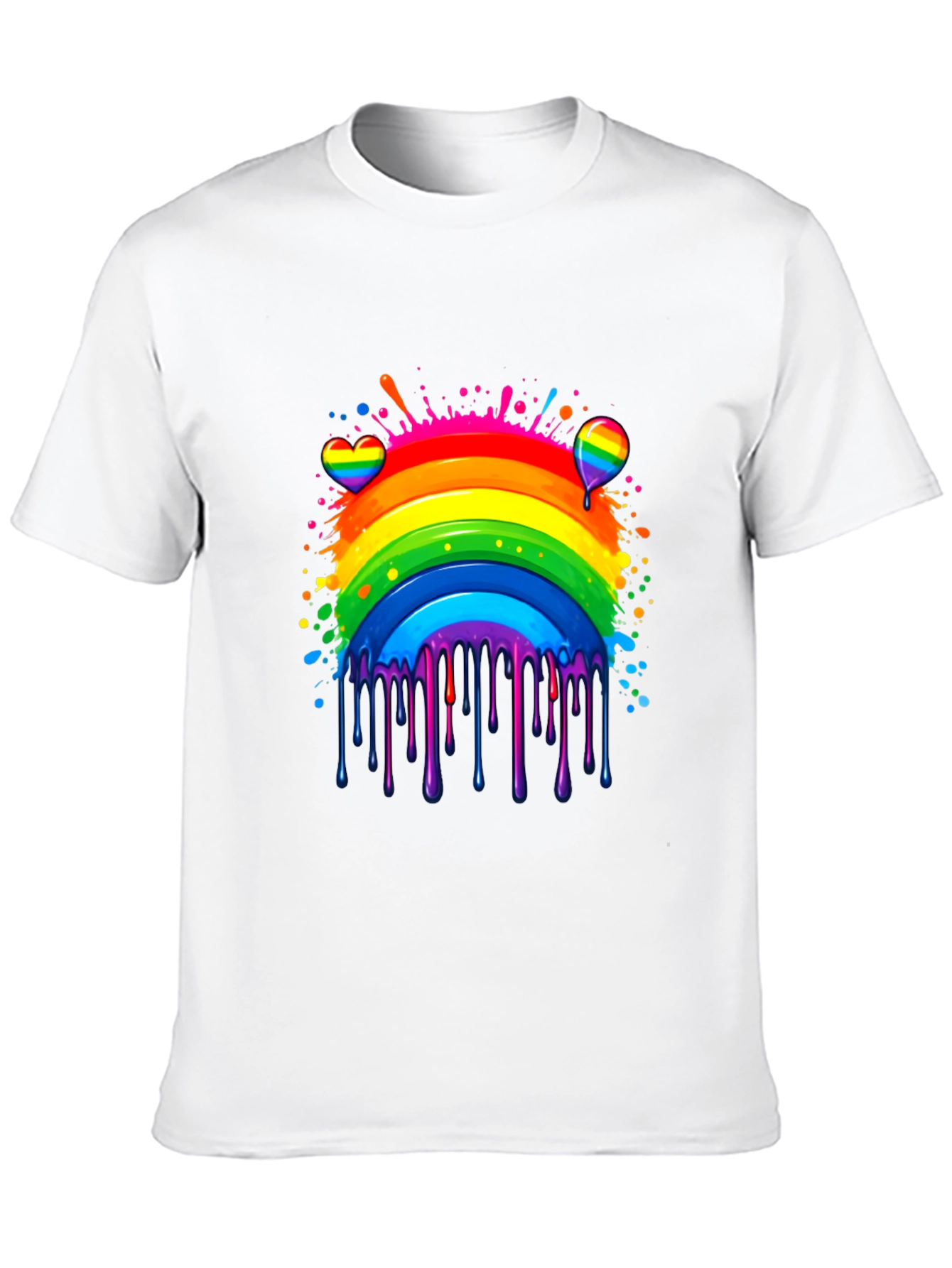Camiseta Negra Arcoíris con Diseño Artístico