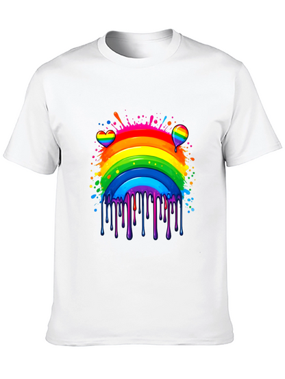 Camiseta Negra Arcoíris con Diseño Artístico