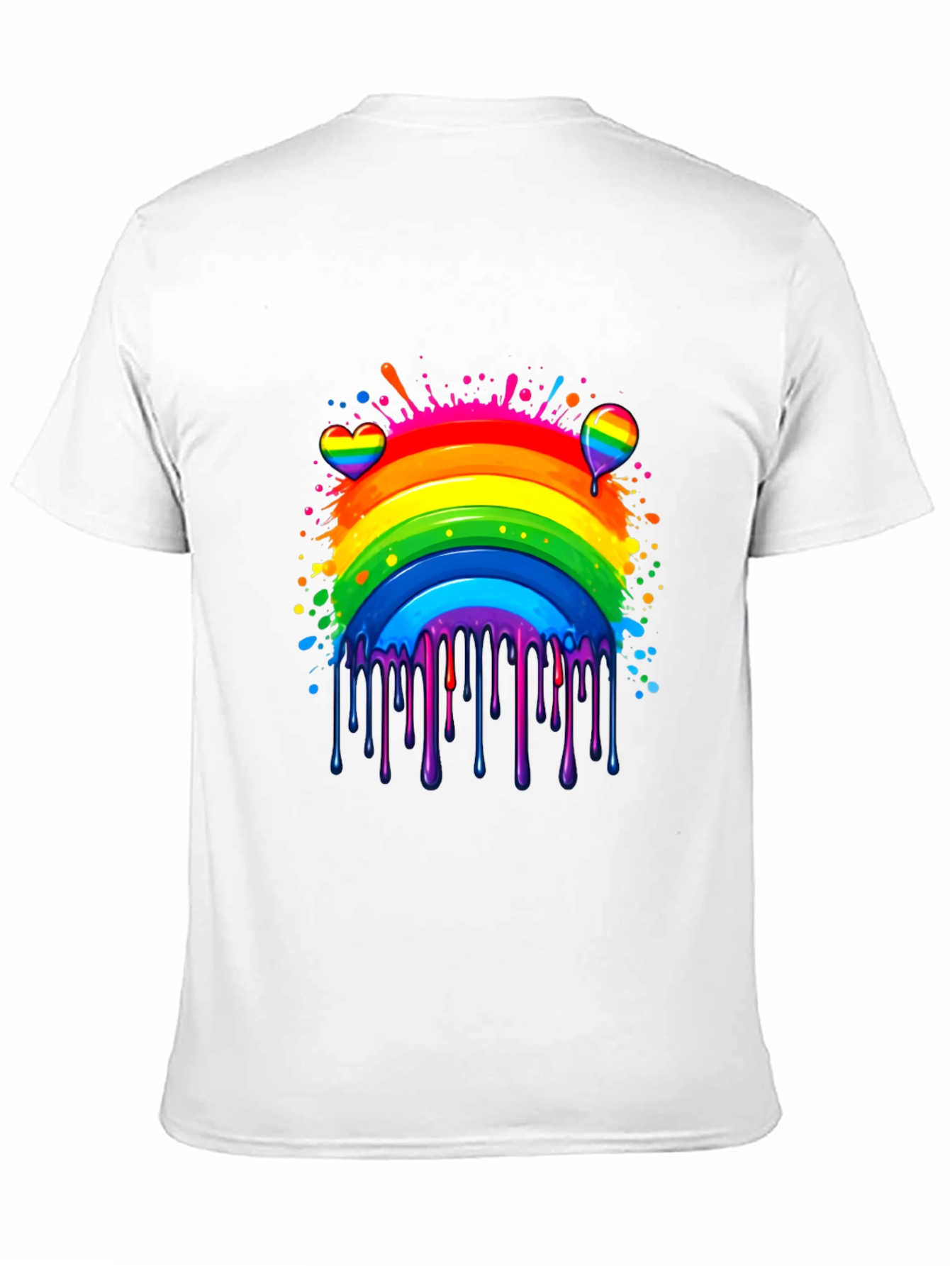 Camiseta Negra Arcoíris con Diseño Artístico