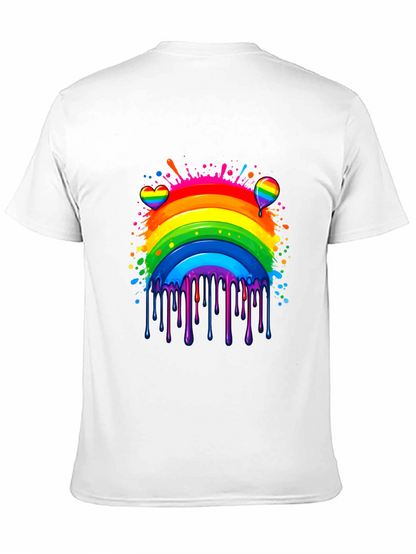 Camiseta Negra Arcoíris con Diseño Artístico