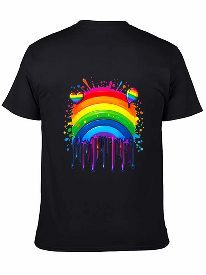 Camiseta Negra Arcoíris con Diseño Artístico