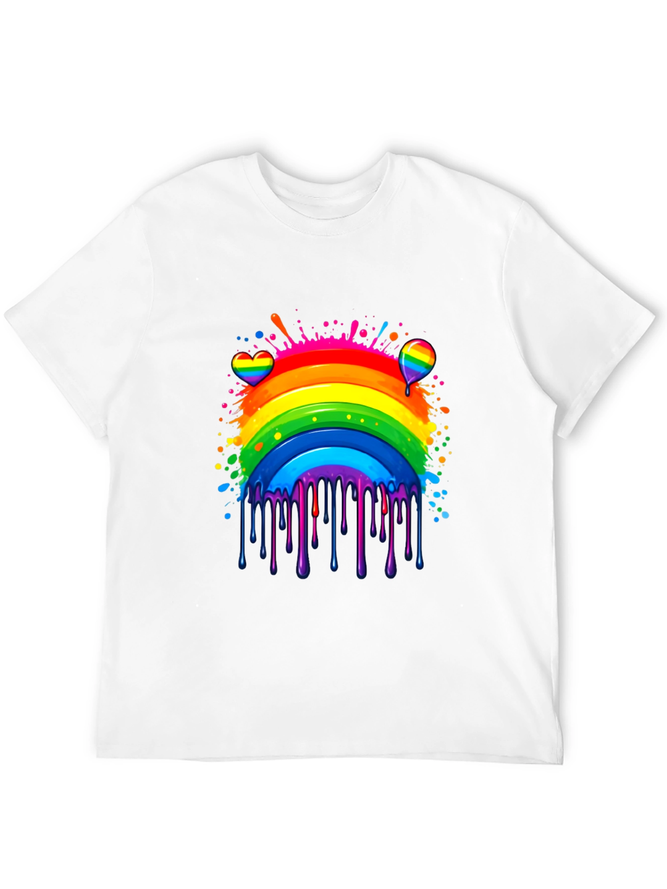 Camiseta Negra Arcoíris con Diseño Artístico