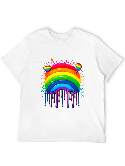 Camiseta Negra Arcoíris con Diseño Artístico