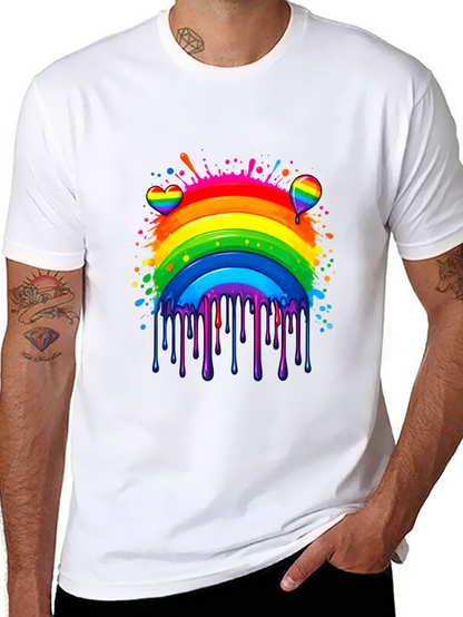 Camiseta Negra Arcoíris con Diseño Artístico