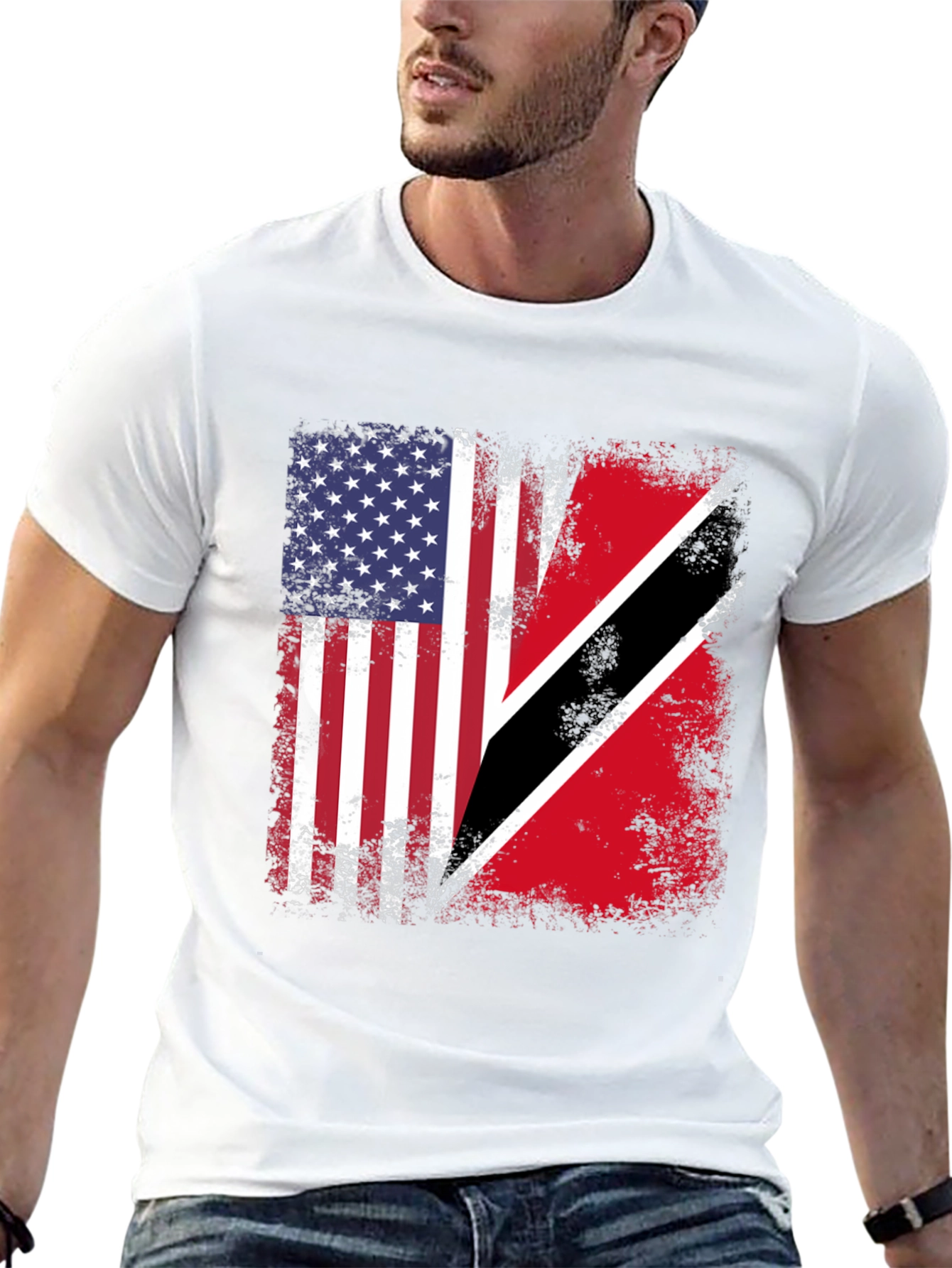Camiseta Bandera EEUU y Trinidad y Tobago