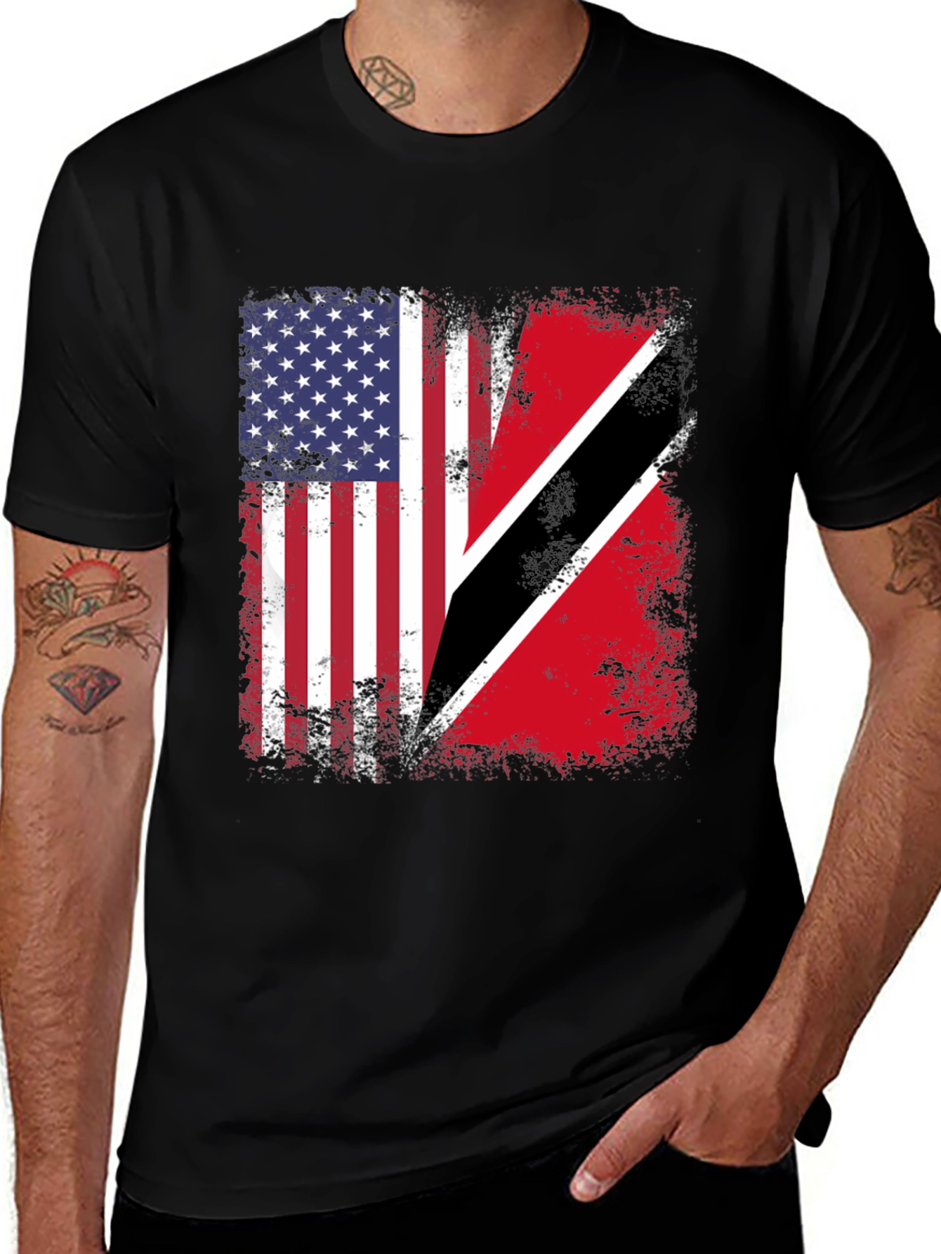 Camiseta Bandera EEUU y Trinidad y Tobago