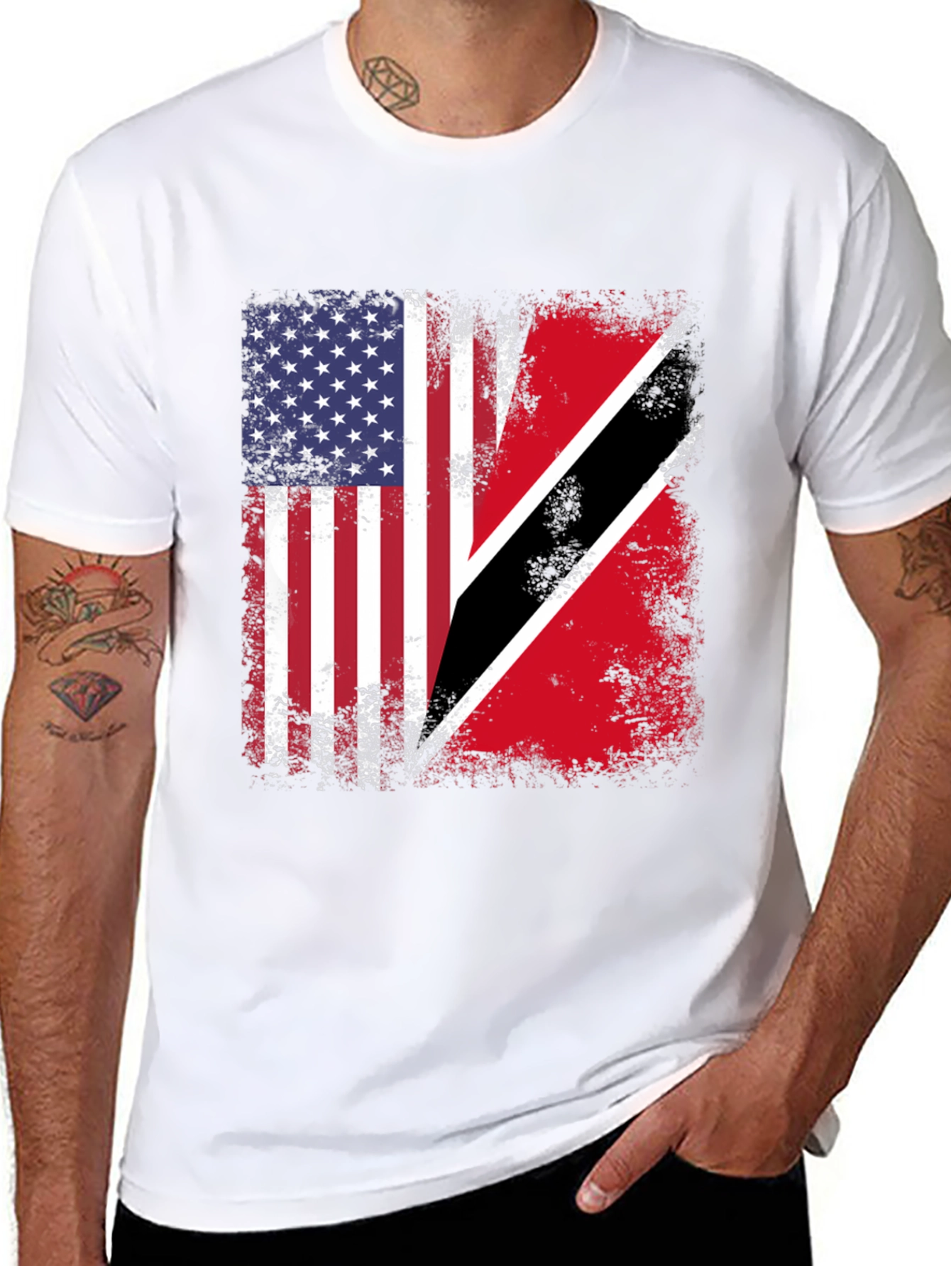 Camiseta Bandera EEUU y Trinidad y Tobago