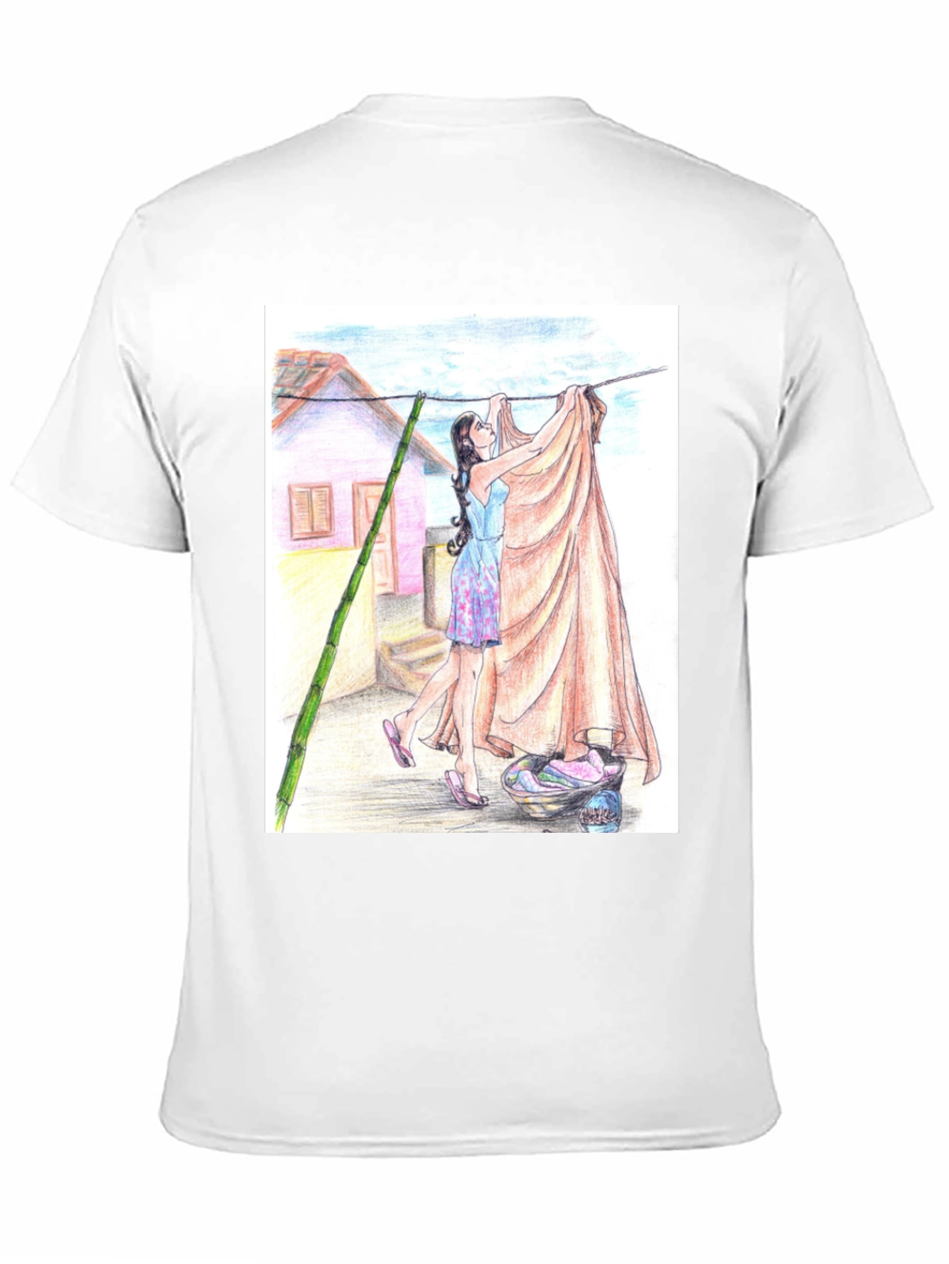 Camiseta Negra con Diseño Artístico de Lavandería