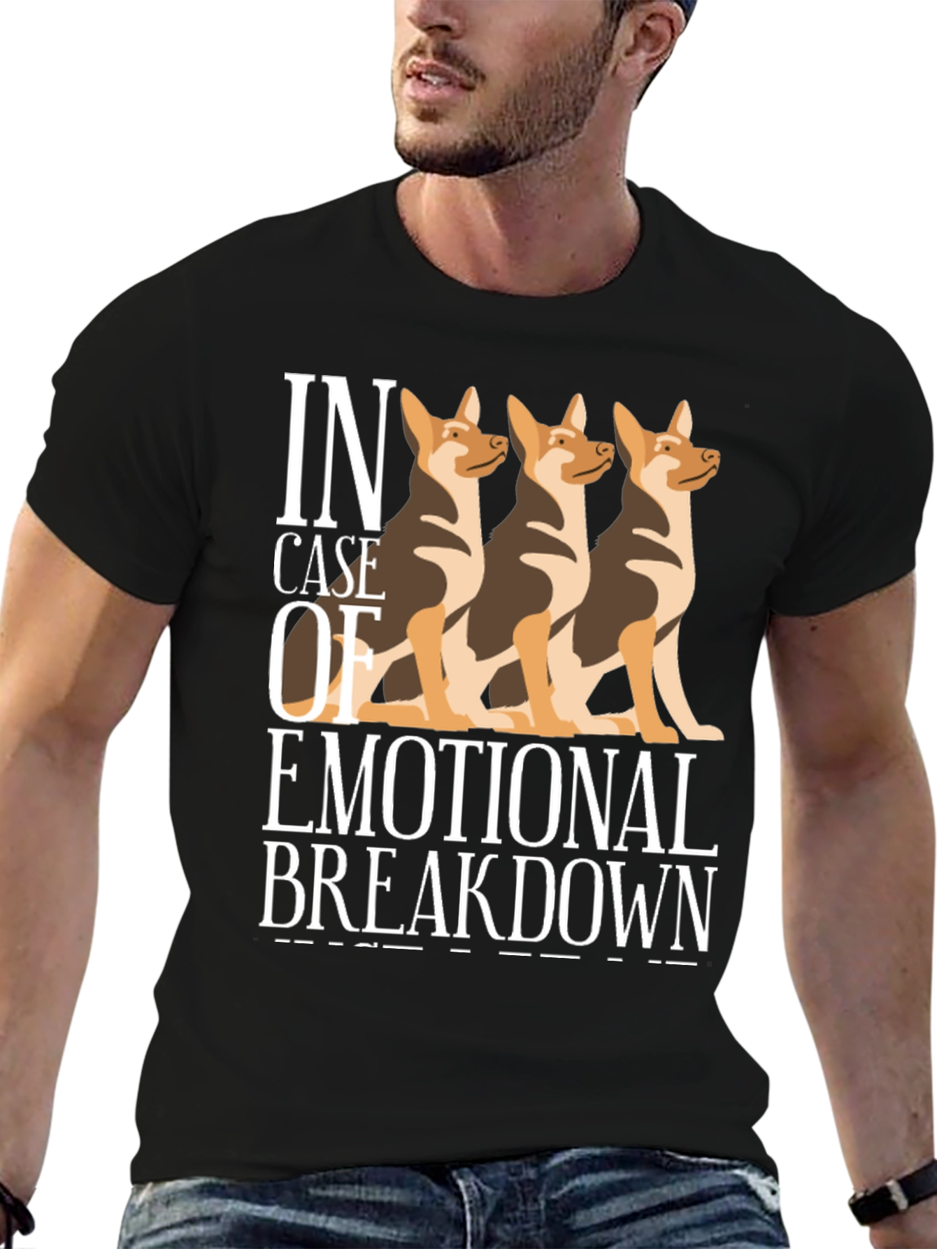 Camiseta Negra Colapso Emocional con Tres Perros