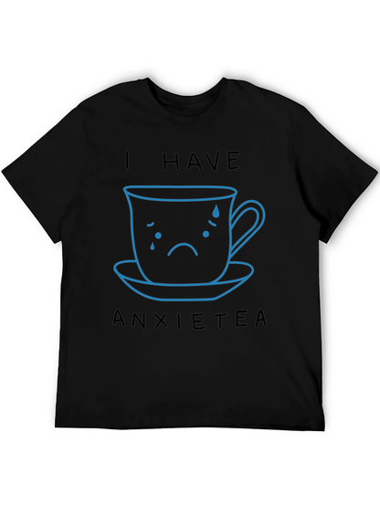 Camiseta Negra Anxietea con Diseño de Taza Triste