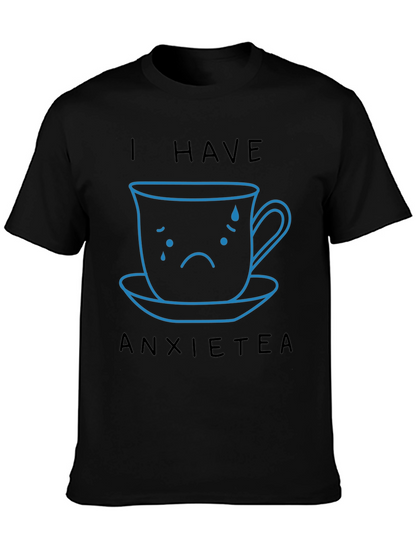 Camiseta Negra Anxietea con Diseño de Taza Triste