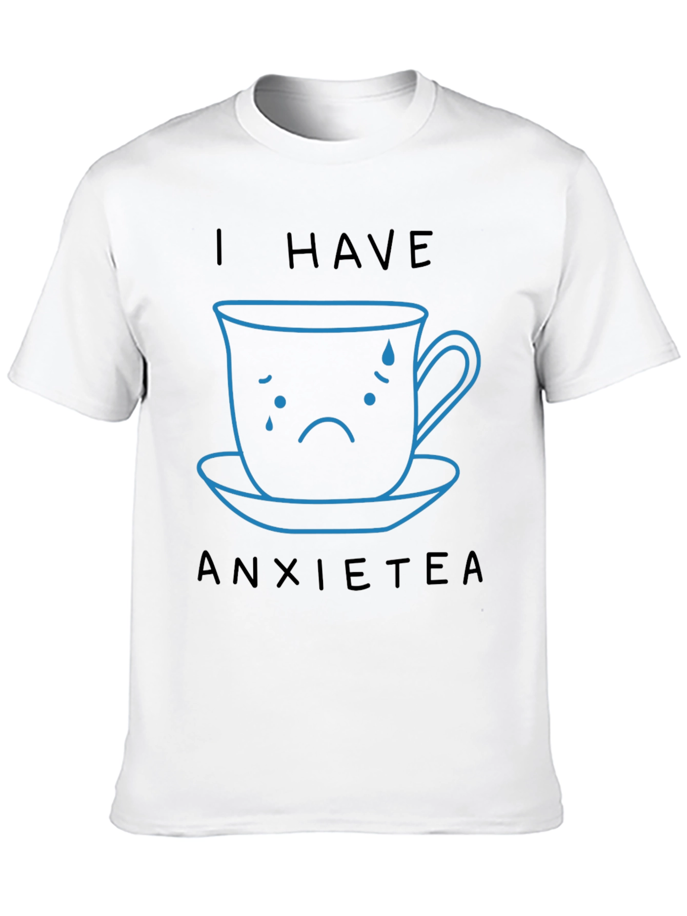 Camiseta Negra Anxietea con Diseño de Taza Triste
