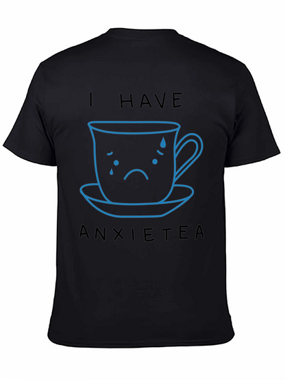 Camiseta Negra Anxietea con Diseño de Taza Triste