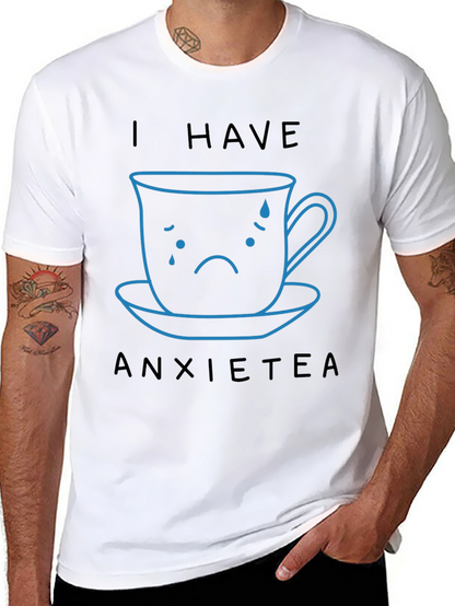 Camiseta Negra Anxietea con Diseño de Taza Triste