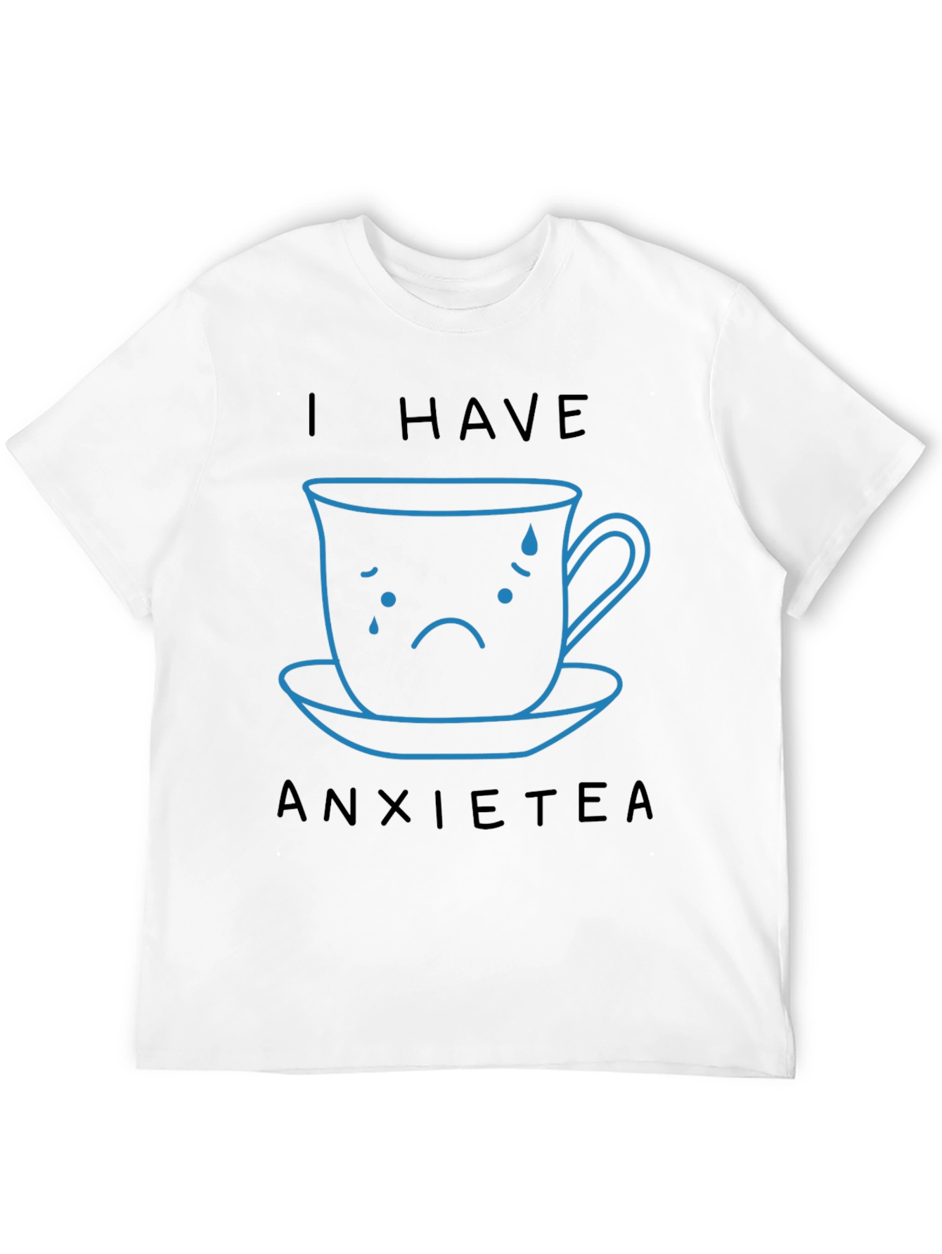 Camiseta Negra Anxietea con Diseño de Taza Triste