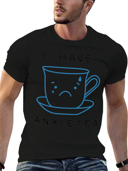 Camiseta Negra Anxietea con Diseño de Taza Triste