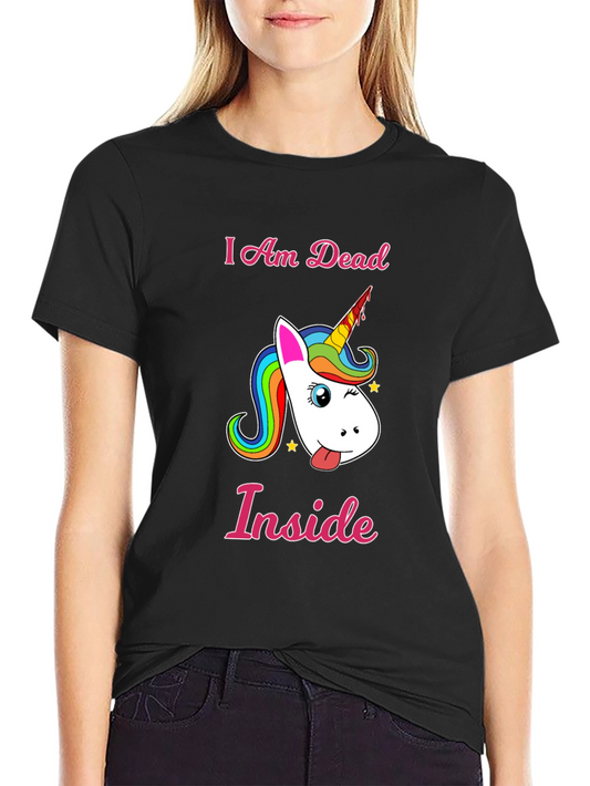 Camiseta Negra Unicornio Humorístico I Am Dead Inside