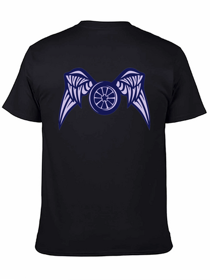 Camiseta Negra con Diseño de Rueda Alada