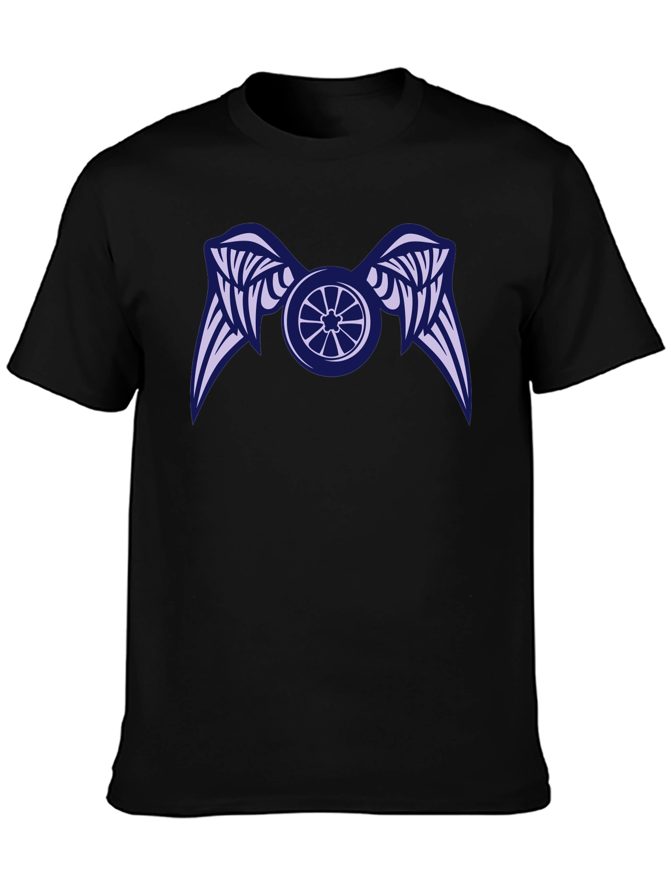 Camiseta Negra con Diseño de Rueda Alada