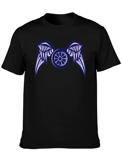 Camiseta Negra con Diseño de Rueda Alada