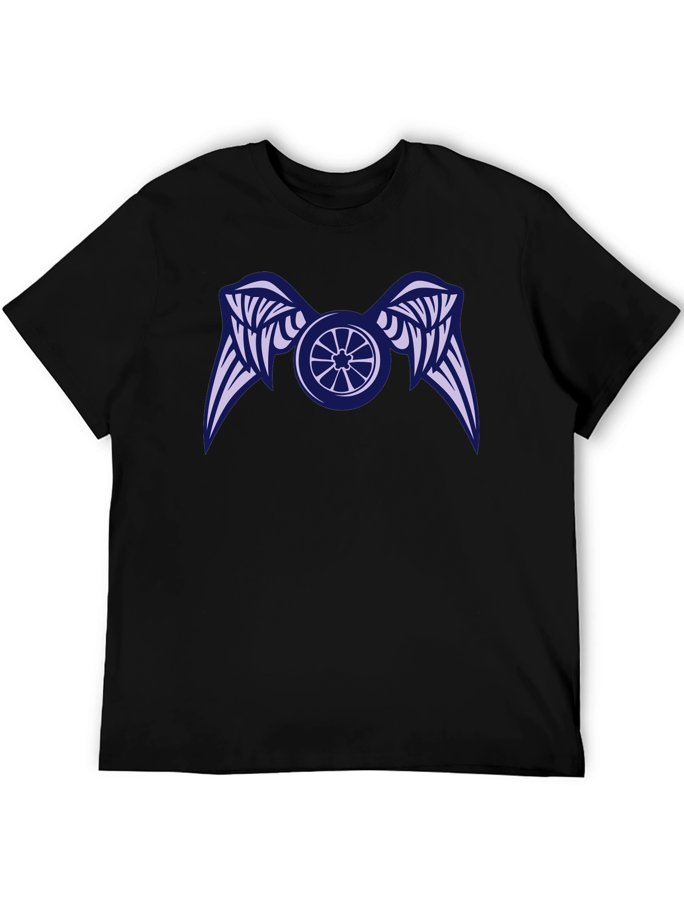 Camiseta Negra con Diseño de Rueda Alada