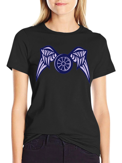 Camiseta Negra con Diseño de Rueda Alada