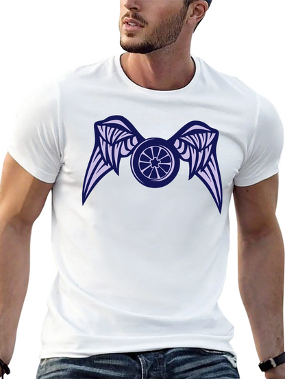 Camiseta Negra con Diseño de Rueda Alada