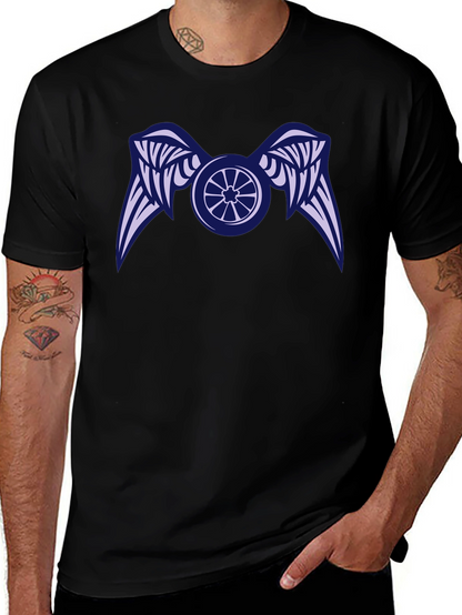 Camiseta Negra con Diseño de Rueda Alada