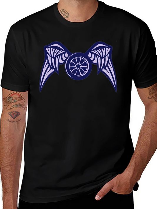 Camiseta Negra con Diseño de Rueda Alada