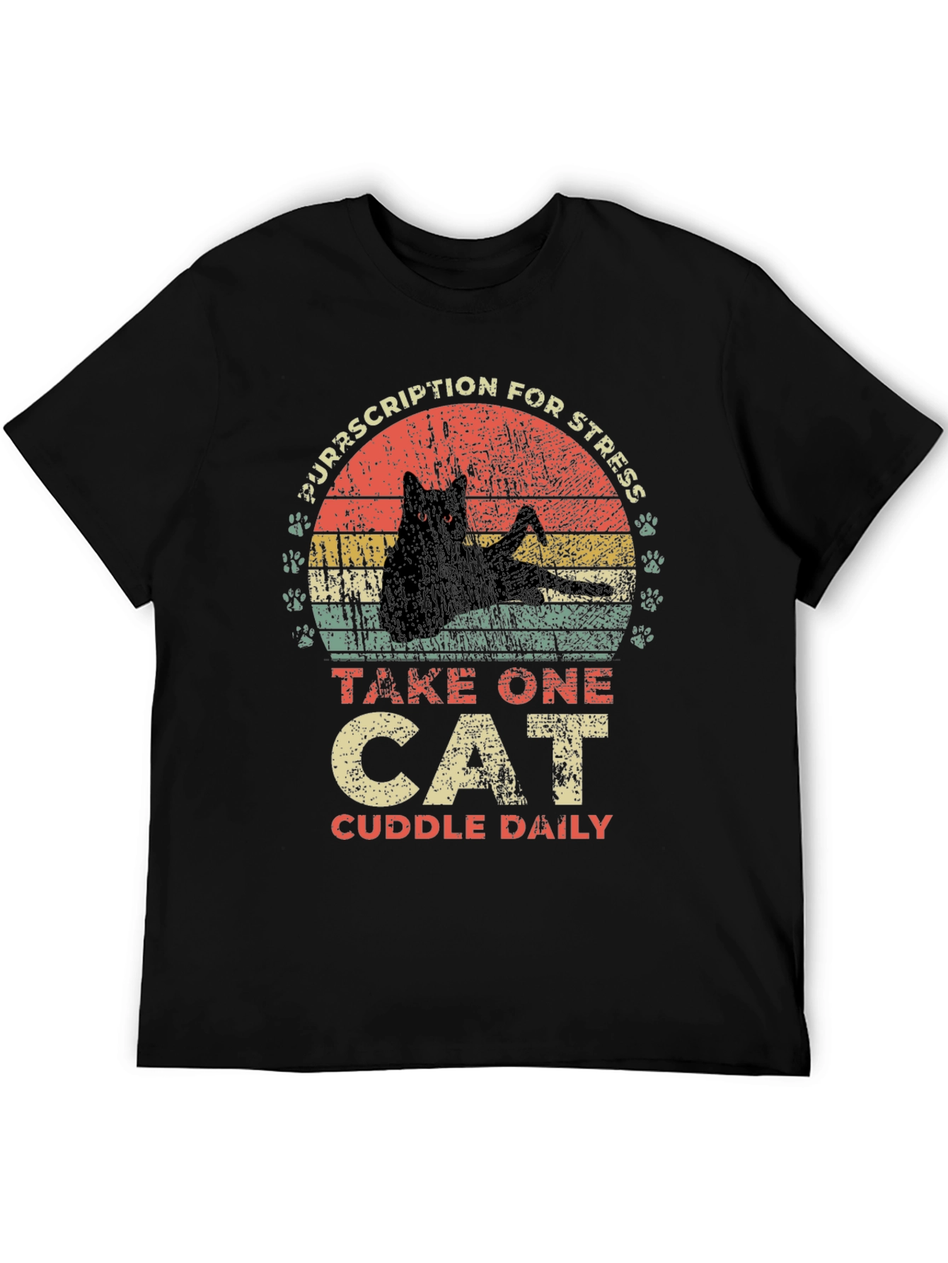 Camiseta Receta para el Estrés: ¡Un Gato al Día!