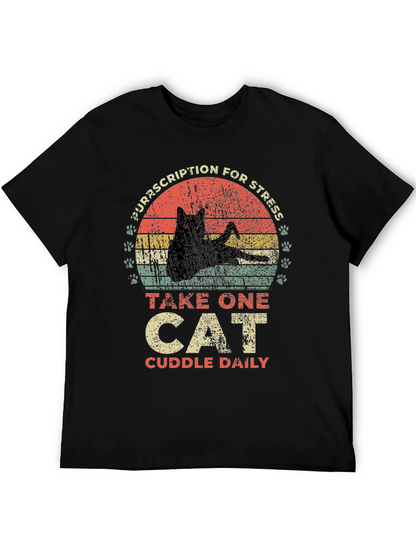 Camiseta Receta para el Estrés: ¡Un Gato al Día!