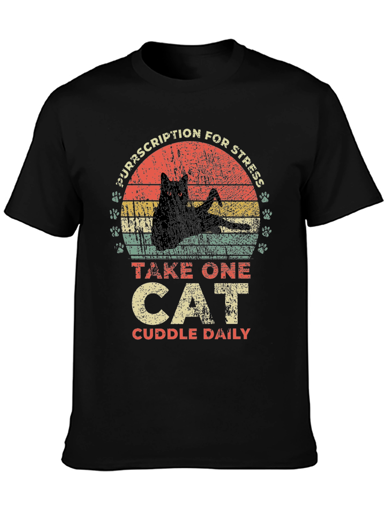 Camiseta Receta para el Estrés: ¡Un Gato al Día!