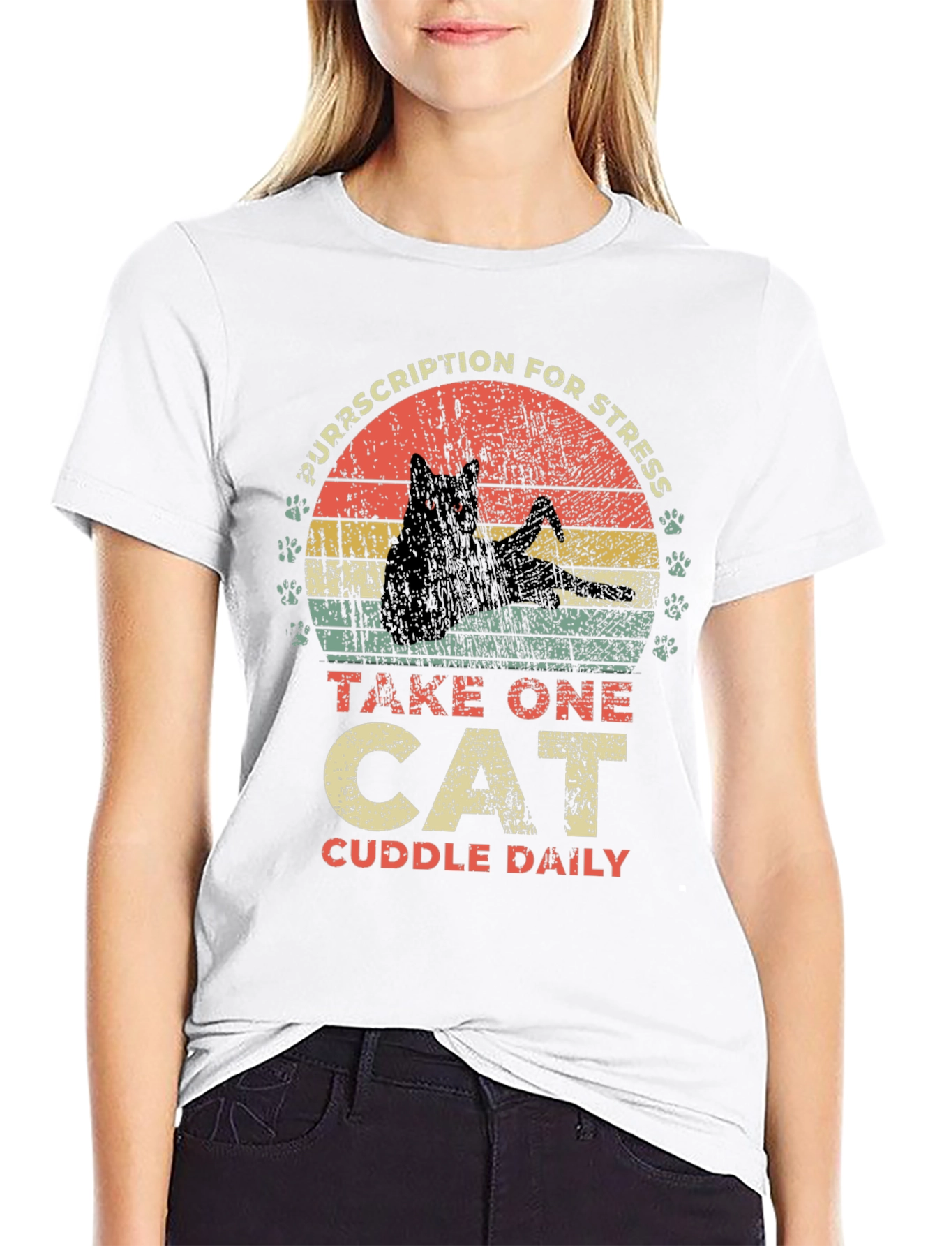Camiseta Receta para el Estrés: ¡Un Gato al Día!