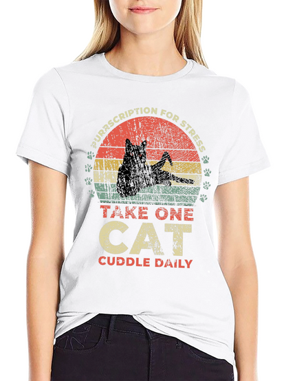 Camiseta Receta para el Estrés: ¡Un Gato al Día!