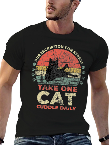Camiseta Receta para el Estrés: ¡Un Gato al Día!