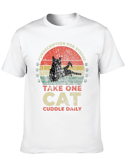 Camiseta Receta para el Estrés: ¡Un Gato al Día!