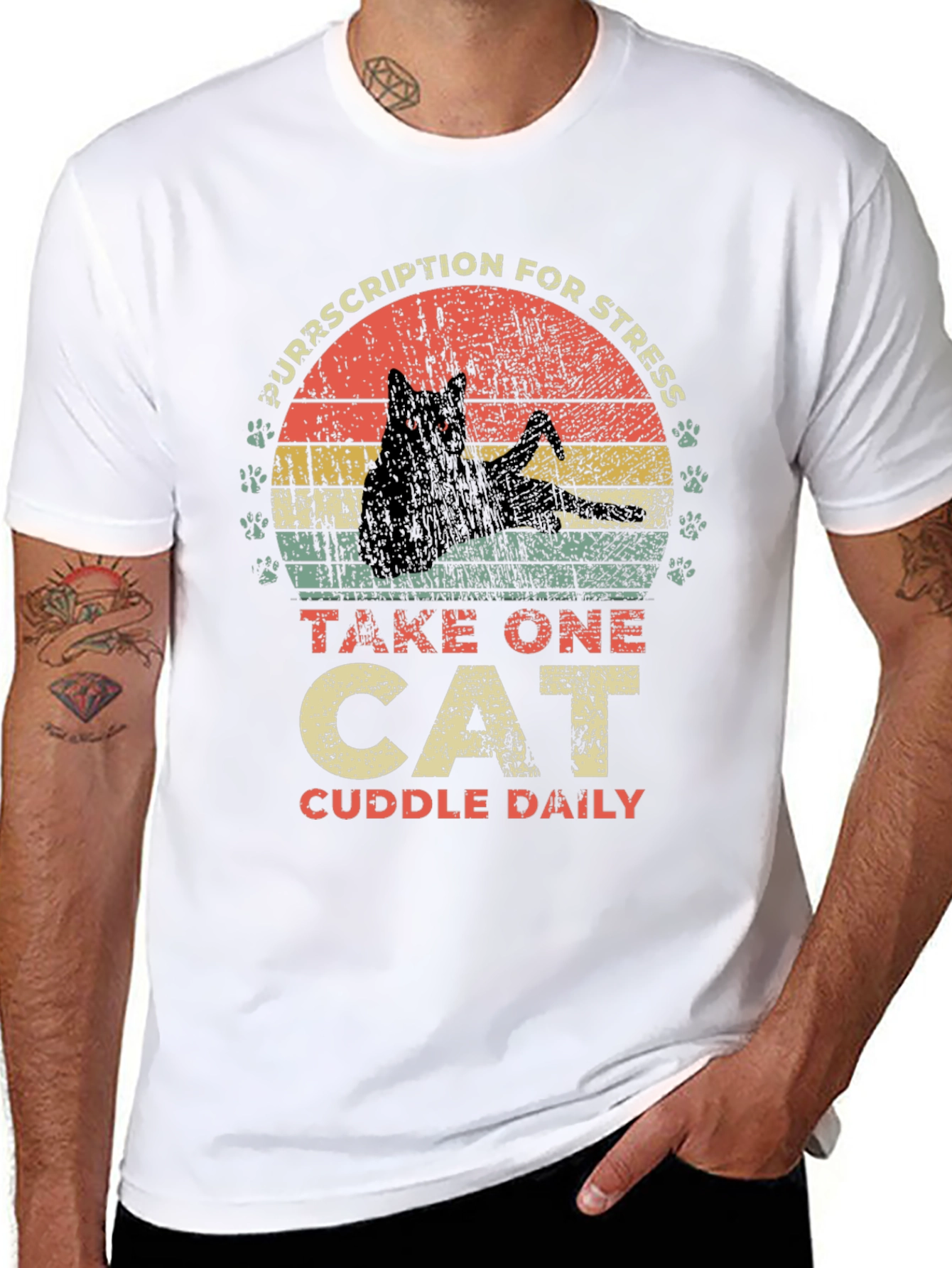 Camiseta Receta para el Estrés: ¡Un Gato al Día!