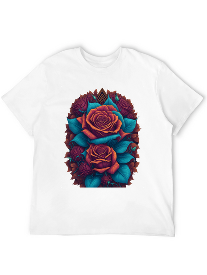 Camiseta Negra con Diseño Floral de Rosas
