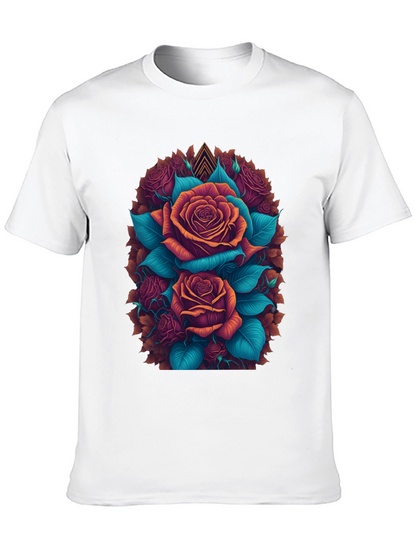 Camiseta Negra con Diseño Floral de Rosas