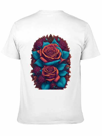 Camiseta Negra con Diseño Floral de Rosas
