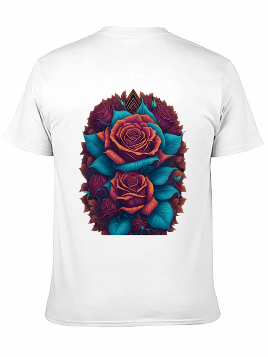 Camiseta Negra con Diseño Floral de Rosas