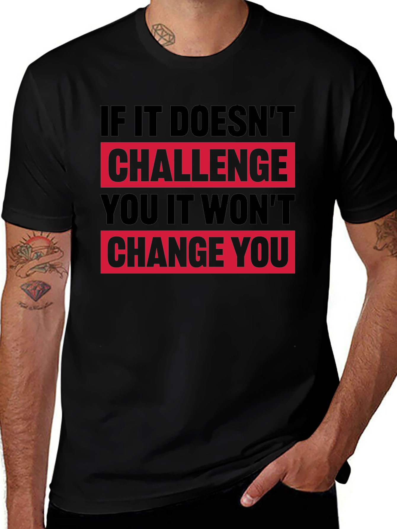 Camiseta Negra Motivacional: Desafío y Cambio
